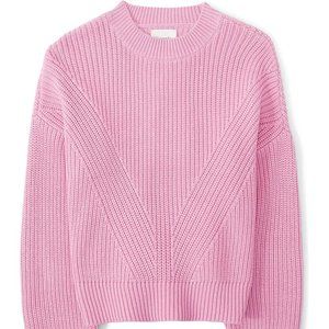 Ribbed Classic Crew Sweater Abercrombie & Fitch Bright Pink Cropped